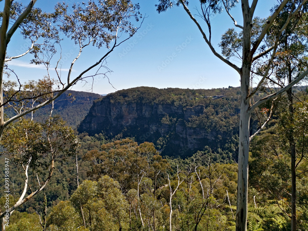 Beautiful view of mountain range, Gordon Falls Lookout, Blue Mountain National Park, New South Wales, Australia

