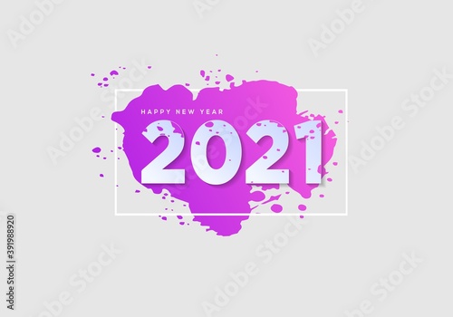 new year 2021 with splash and purple color