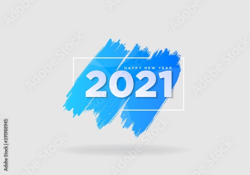 new year 2021 brush style and blue brush