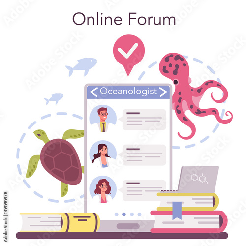 Oceanologist online service or platform. Practical studying and exploration