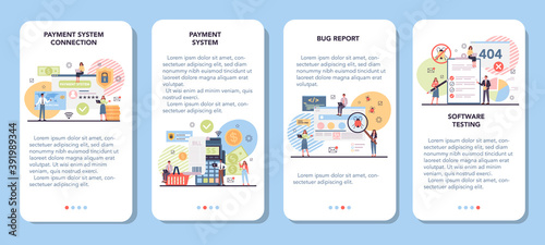 Website payment system testing mobile application banner set
