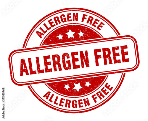 allergen free stamp. allergen free label. round grunge sign