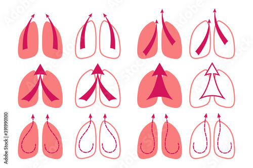removal of sputum from the human lungs. logo. vector illustration. collection of icons on a white background. photo