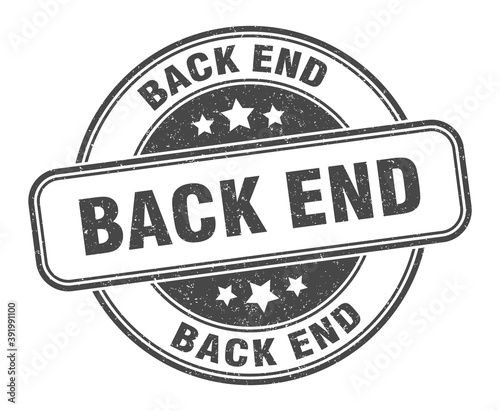back end stamp. back end label. round grunge sign