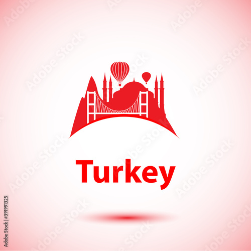 Turkey detailed silhouette. Trendy vector illustration, flat style. Stylish colorful landmarks. The concept for a web banner. Business icon