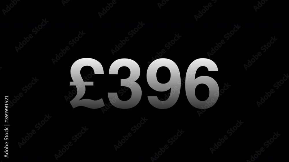 Pound counter animation, from zero to a thousand on a black background Pound counter animation, from zero to a thousand on a black background