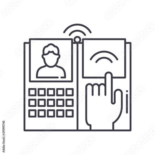 Biometric system icon, linear isolated illustration, thin line vector, web design sign, outline concept symbol with editable stroke on white background.