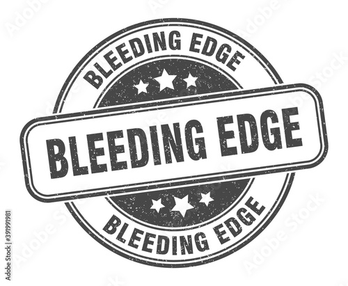 bleeding edge stamp. bleeding edge label. round grunge sign
