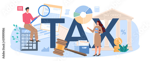 Tax typographic header. Idea of accounting and payment
