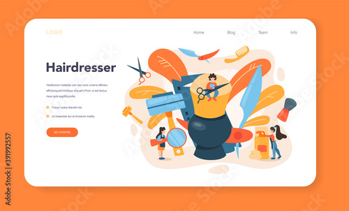 Barber web banner or landing page. Idea of hair and beard care