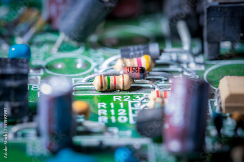 Electronic circuit board, Resistor, used for wallpaper, used as illustrated book,closeup