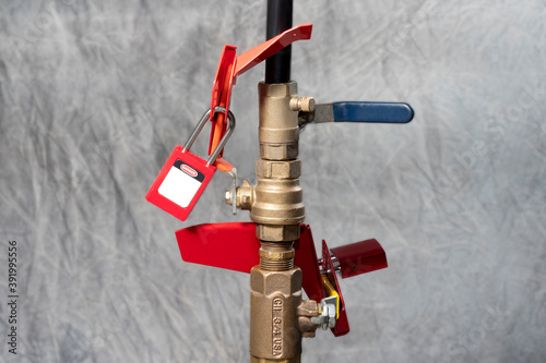 pipe valves fitted with lockout device photo