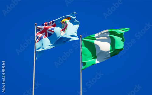 Beautiful national state flags of Fiji and Nigeria.