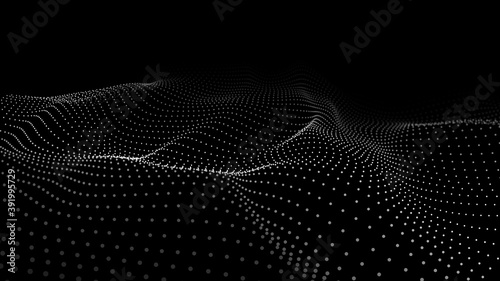 Abstract Molecural background. Particles wave. Science background. Space abstract. Futuristic point wave. 3D abstract digital wave particles. Landscape background vector. Vector illustration.