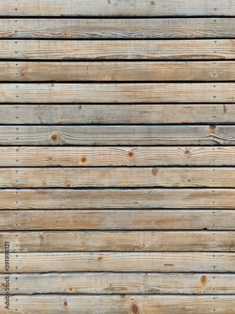 Abstract wooden background. Wooden plank texture in beige. Horizontal oak panels.