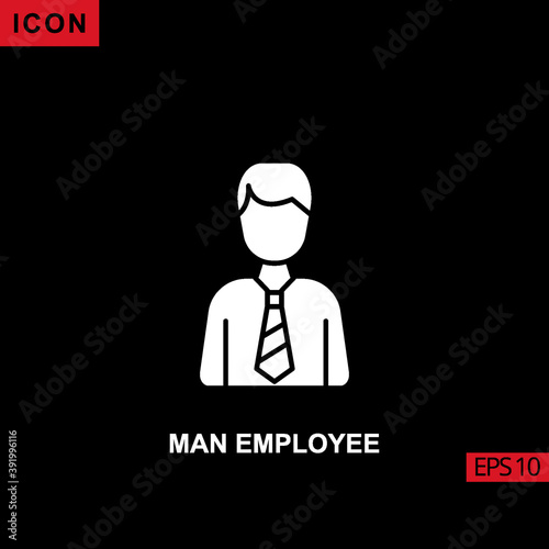 Icon man employee with briefcase. Glyph, flat or filled vector icon symbol sign collection