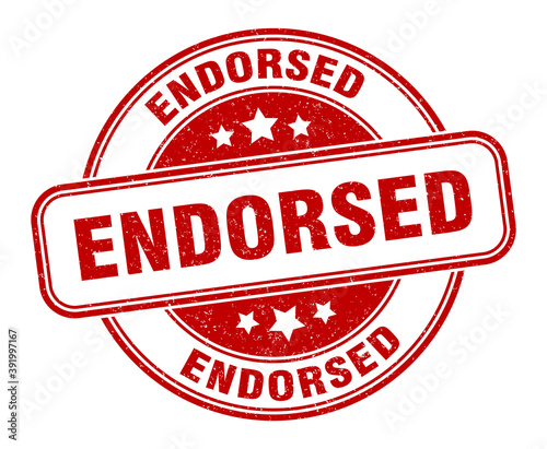 endorsed stamp. endorsed label. round grunge sign