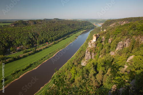The Elbe valley in Saxon Switzerland (Saechsische Schweiz). Germany.