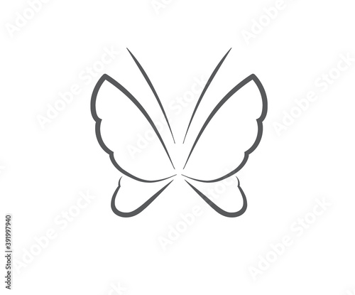Black flat icon of butterfly isolated on white background