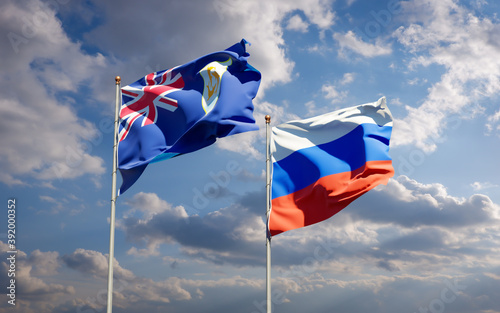 Beautiful national state flags of Russia and Anguilla.