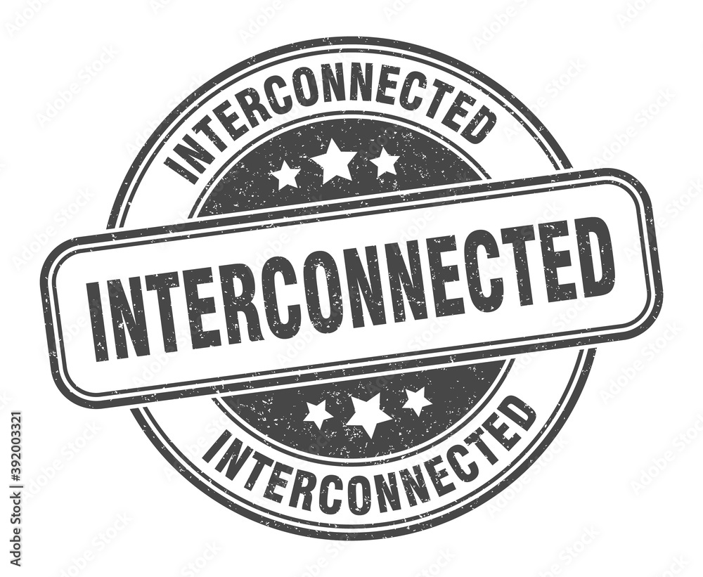 Obraz premium interconnected stamp. interconnected label. round grunge sign