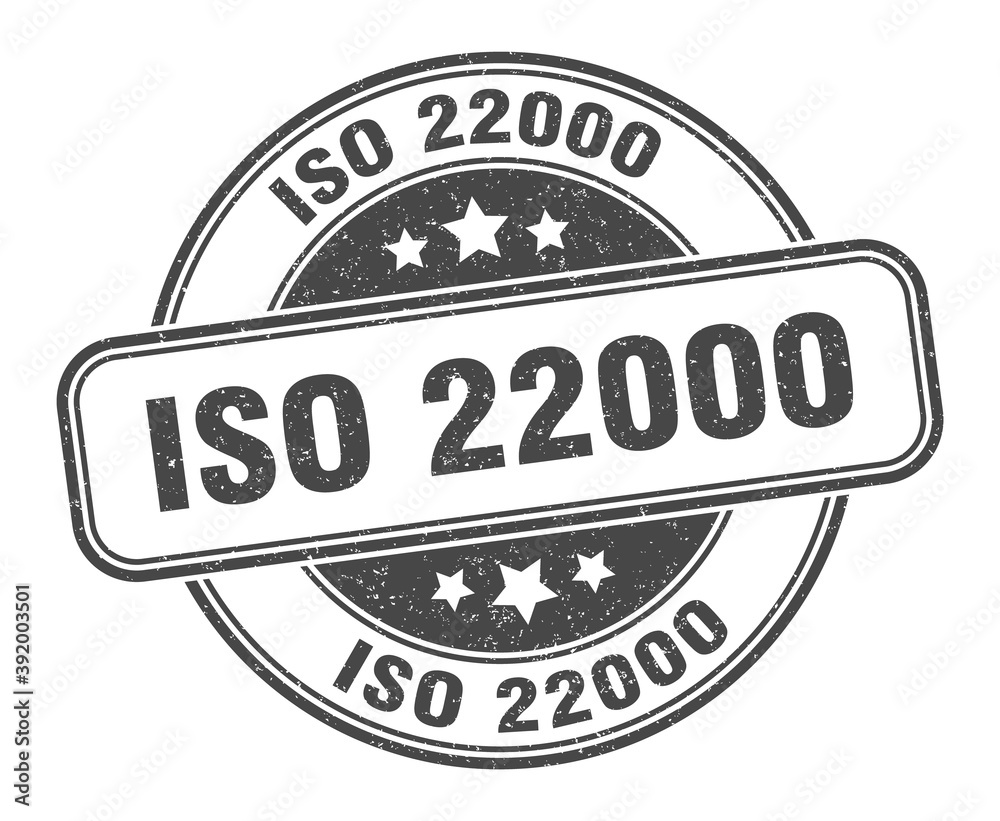 iso 22000 stamp. iso 22000 label. round grunge sign