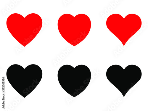 Red and black heart icon, love icon.