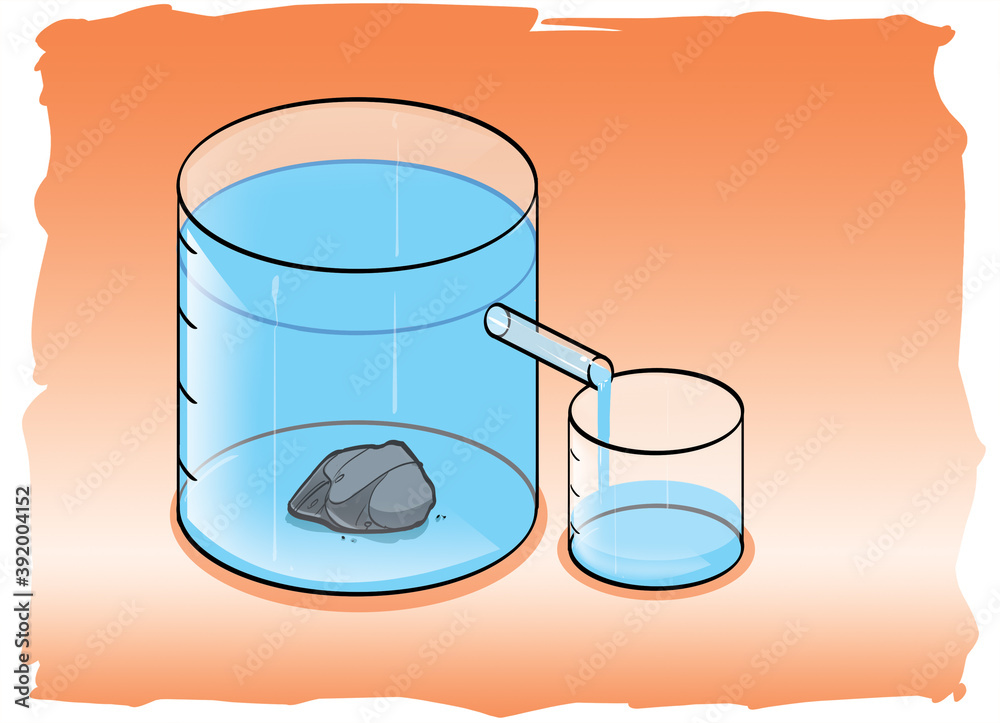 Experiment to calculate the mass of the stone. Stock Illustration