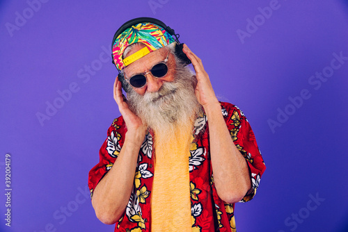 Stylish and funny senior man portrait photo