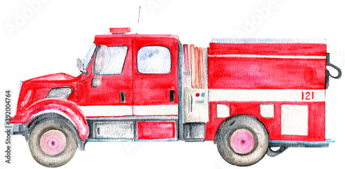 Fototapet Fire track watercolor illustration