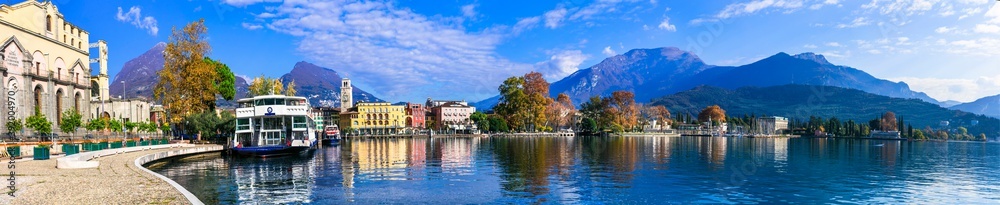 Riva del Garda - beautiful small village in Garda lake. Trentino, Italy. Popular tourist resort