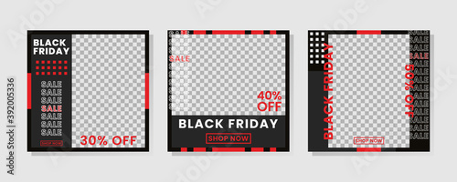 Collection of social media posts templates, black friday edition