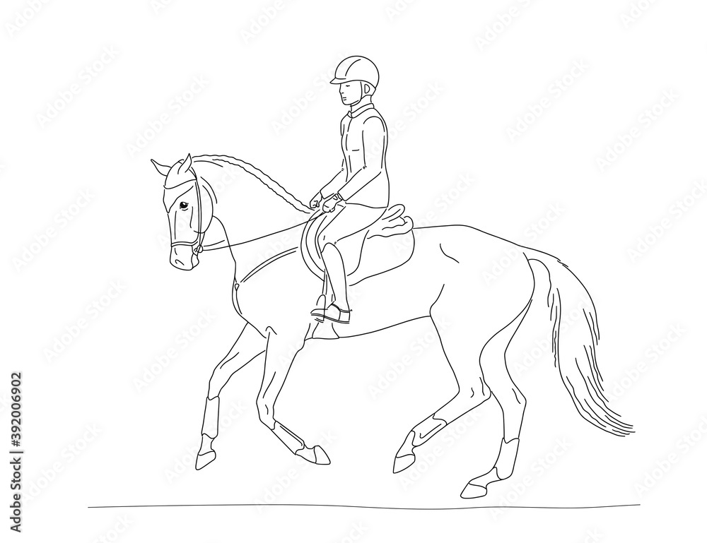 Young athlete horseback riding vector illustration Young athlete horseback riding vector illustration