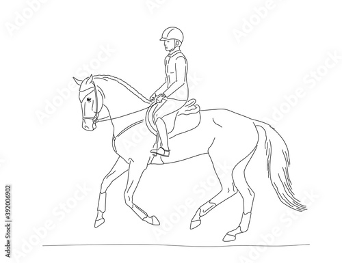 Fototapeta Naklejka Na Ścianę i Meble -  Young athlete horseback riding vector illustration