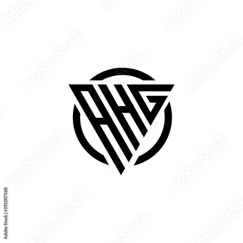 Initial letter AHG triangle monogram simple modern clean vector logo 