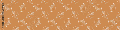Seamless background butterfly insect gender neutral baby border pattern. Simple whimsical minimal earthy 2 tone color. Kids nursery wildlife rhopalocera edging fashion trim. 