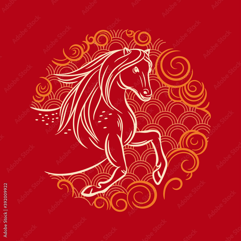 Vector image of a horse. Round emblem. Year of the horse. Vector image of a horse. Round emblem. Year of the horse.