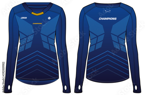 Women Sports t-shirt Jersey design concept Illustration Vector template suitable for girls and Ladies for Soccer jersey, Cricket jersey, Football jersey, Volleyball jersey, Rugby Jersey