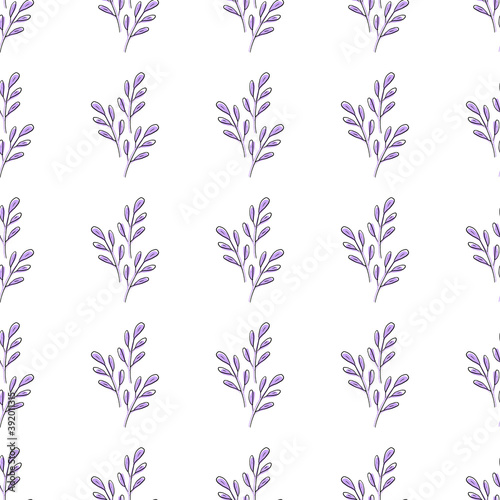 Seamless pattern with lilac leaves on a white background. Can be used for napkins, wrapping paper, fabric, tablecloth, curtains, as a background, for packaging.