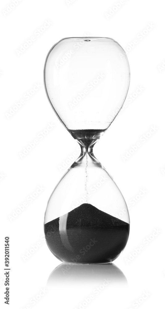Hourglass on white background. Time management concept Hourglass on white background. Time management concept