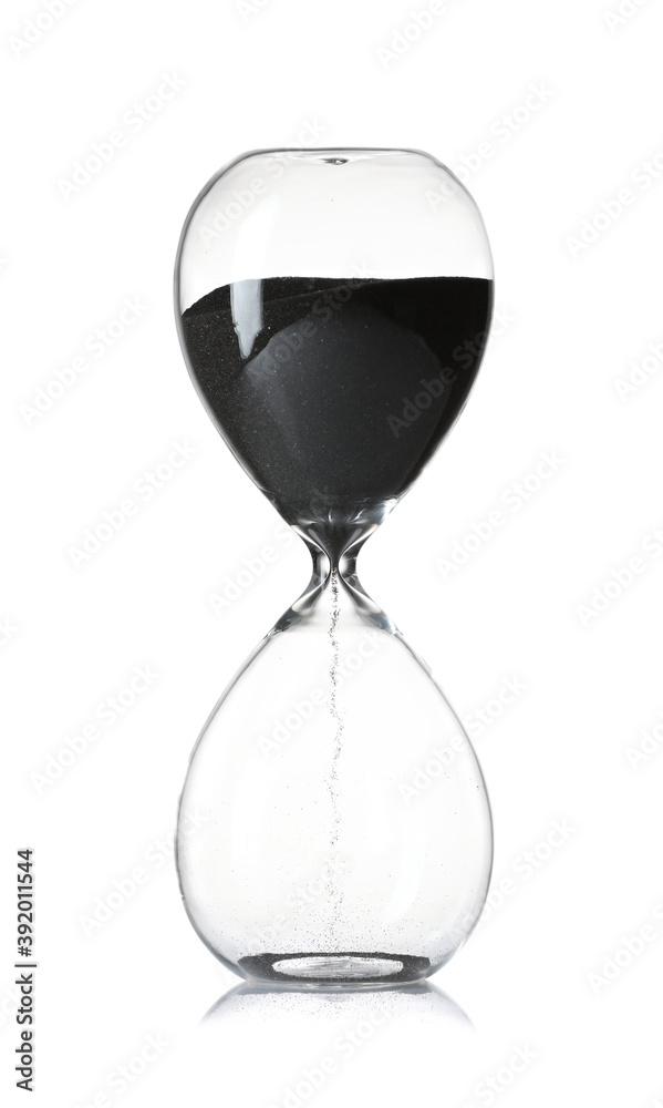 Hourglass on white background. Time management concept Hourglass on white background. Time management concept