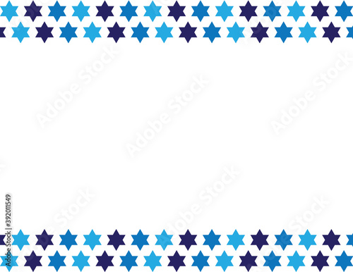 Star of David borders - Navy Blue, Blue and Sky Blue Star of David shapes