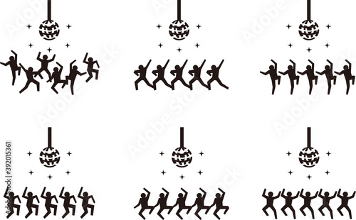 [Vector] Silhouettes dancing under a mirror ball