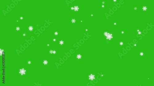 Isolated falling cartoon snow on green screen. 3d rendering