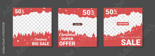 Social media post templates for digital marketing and sales promotion on christmas and new year. fashion advertising. Offer social media banners. vector photo frame mockup illustration