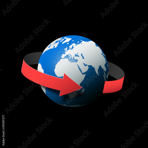 Globe - Earth Planet in Universe with Arrow