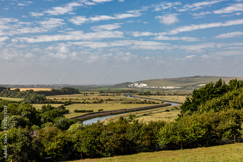 A South Downs View with the River Ouse and Green Fields