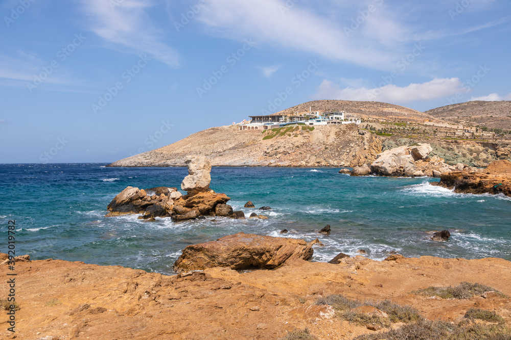 Rocky coast on the north side of the island of Ios. Greece.