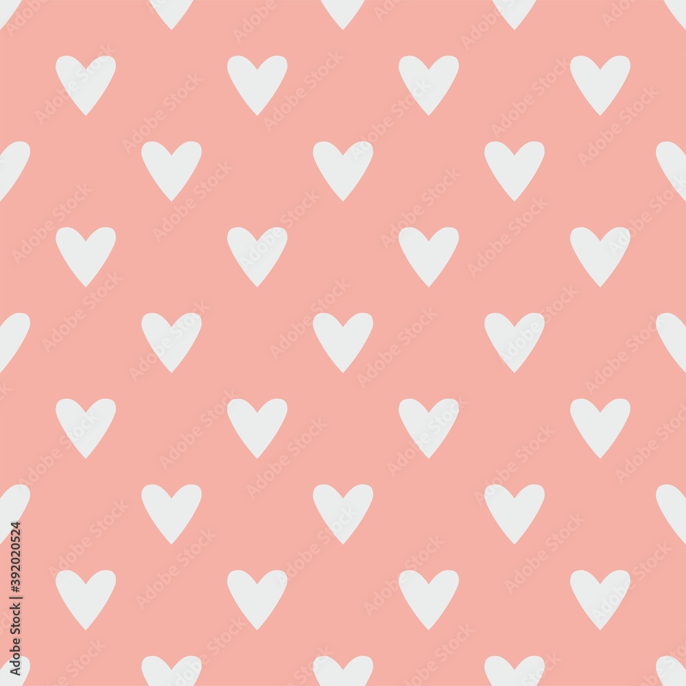 Tile vector pattern with grey hearts on pink background