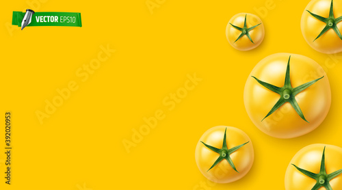 Arrière plan jaune avec tomates vectorielles